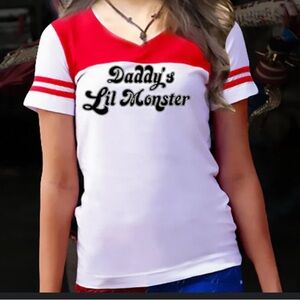 Harley Quinn "Daddy's Lil Monster" raglan T-shirt,